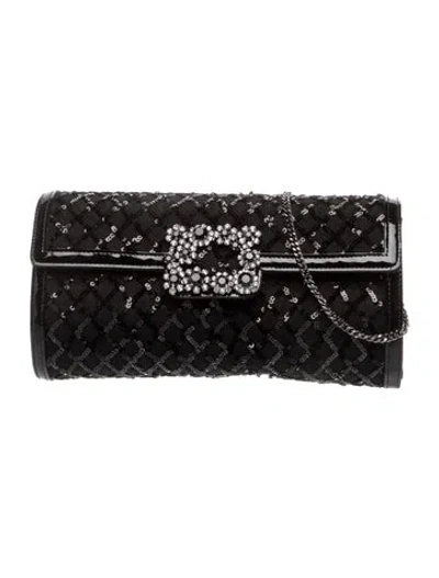 Pre-owned Roger Vivier Sequins Clutch In Black