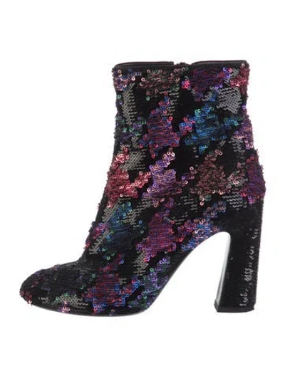 Pre-owned Roger Vivier Sequins Patterned Boots In Black