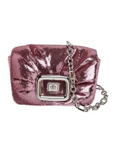 Pre-owned Roger Vivier Sequins Shoulder Bag In Pink