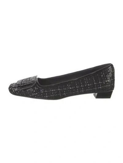 Pre-owned Roger Vivier Sequins Tweed Pattern Ballet Flats In Multicolor