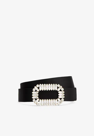 Roger Vivier Sexy Choc Buckle Belt In Satin
