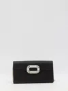 Roger Vivier Evening Envelope Satin Clutch In Black