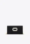 Roger Vivier Sexy Choc Satin Clutch Bag In Black