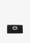 Roger Vivier Evening Envelope Satin Clutch In Black