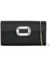 Roger Vivier Sexy Choc Satin Clutch In Black
