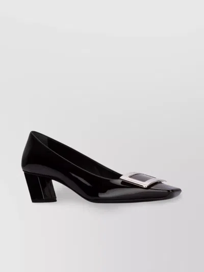 Roger Vivier Decollete Belle Vivier Leather Ballerina Pumps In Black