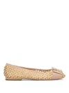 Roger Vivier Tres Vivier Raffia Strass Ballerina Flats In Beige