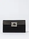 Roger Vivier Envelope Flap Flower Buckle Handbag In Black