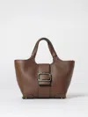 Roger Vivier Structured Shoulder Bag With Top Handle And Buckle Detail In Brown