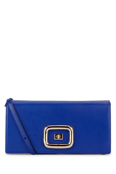 Roger Vivier Royal Blue Embossed-logo Shoulder Bag In Orange