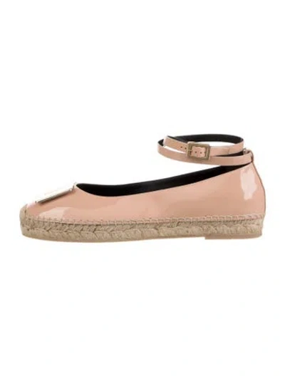 Pre-owned Roger Vivier Signature Logo Patent Leather Espadrilles In Neutrals