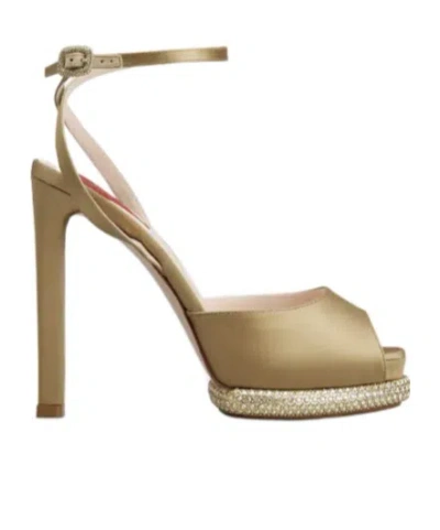 Roger Vivier Silk Satin Platform Sole Sandals In Brown
