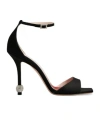 Roger Vivier I Love Vivier Strass-detail Satin Sandals In Black