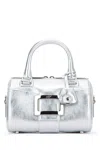 Roger Vivier Belle Vivier Mini Metallic Leather Tote Bag In Silver