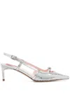 Roger Vivier Small Buckle Slingback Pumps In Silver
