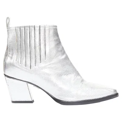 Roger Vivier Silver Leather Block Heel Booties