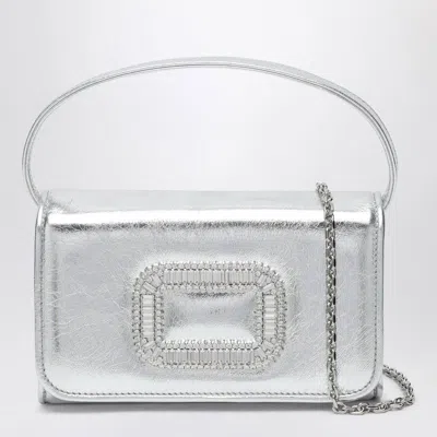 Roger Vivier Silver Leather Micro Pilgrim Bag