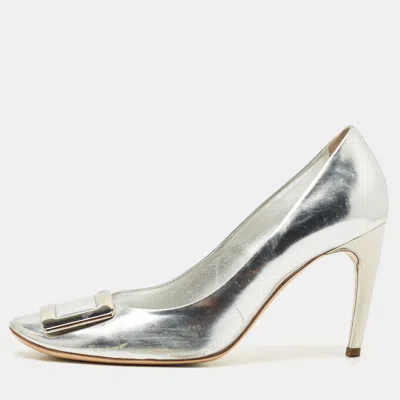 Pre-owned Roger Vivier Silver Leather Trompette Pumps Size 41