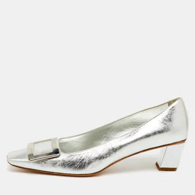 Roger Vivier Silver Metalic Leather Belle Vivier Pumps