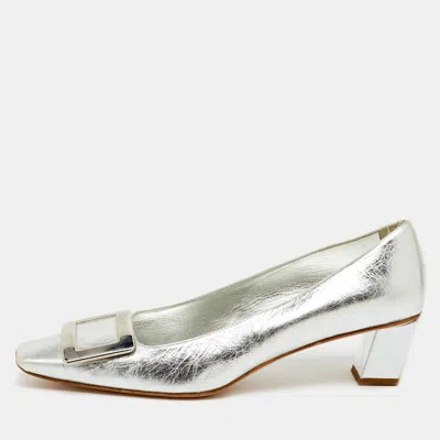 Pre-owned Roger Vivier Silver Metalic Leather Belle Vivier Pumps Size 39