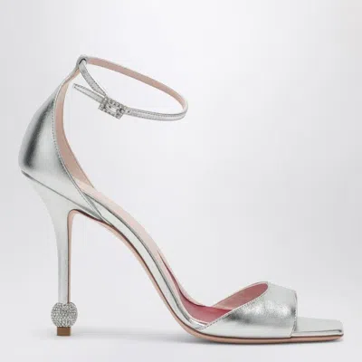 Roger Vivier Silver Sandal With Jewelled Heel In Gray