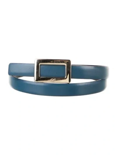 Pre-owned Roger Vivier Skinny Leather Belt In Blue