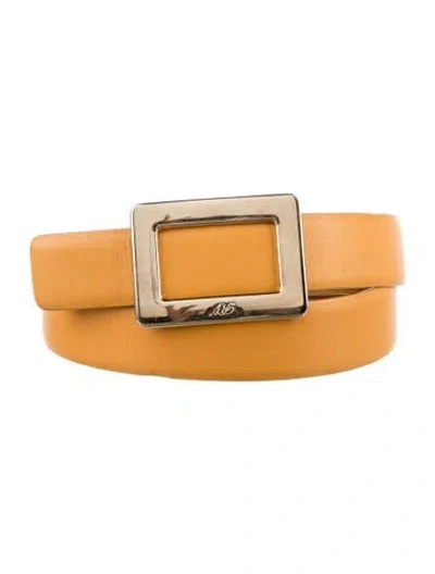 Pre-owned Roger Vivier Skinny Leather Belt In Yellow