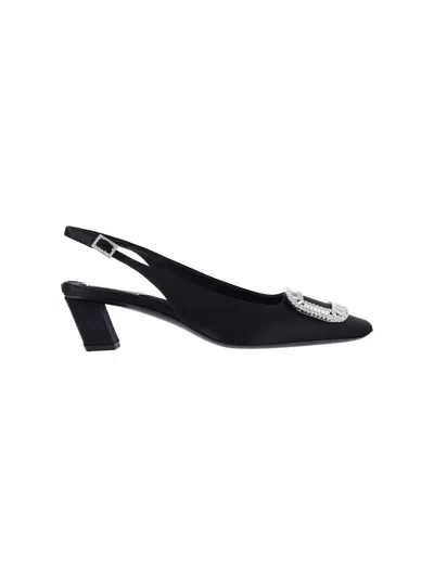 Roger Vivier Sleek Heeled Pumps With Silk-viscose Upper And Sheep Leather Lining In Black