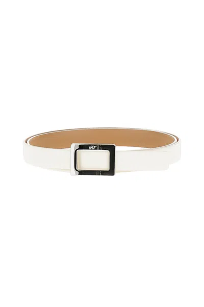Roger Vivier Sleek Narrow Belt With Distinctive Buckle In Brown