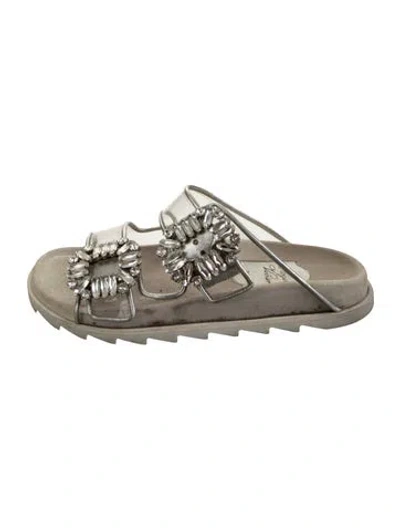 Pre-owned Roger Vivier Slides In Silver