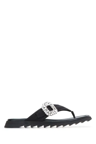 Roger Vivier Slidy Flip Flat Slide In Black