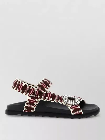 Roger Vivier Slidy Trek Sandals Open Toe Textured Strap In Multi