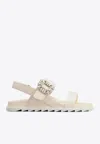 Roger Vivier Slidy Viv Flat Sandals In White
