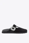 Roger Vivier Minimalist Black Flats With Rounded Toe And Low-profile Sole In Black