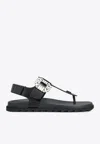 Roger Vivier Elegant Leather Flip Flops With Strass Buckle In Black