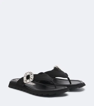 Roger Vivier Flat Slide Sandals Open Toe Buckle In Black