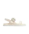 Roger Vivier Slidy Viv Flat Sandals In Cream