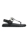 Roger Vivier Elegant Leather Flip Flops With Strass Buckle In Black