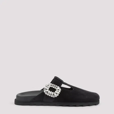 Roger Vivier Slidy Viv` Leather In Black