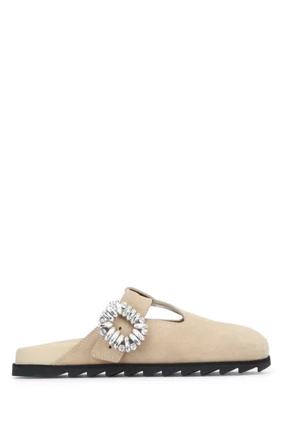 Roger Vivier Slidy Viv Mule In Beige