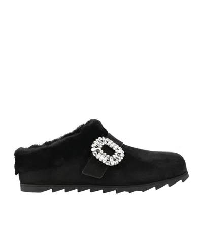 Roger Vivier Slidy Viv Mules In Black
