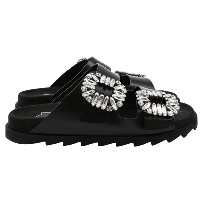 Roger Vivier Slidy Viv Mules In Black Leather