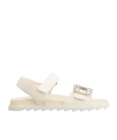 Roger Vivier Slidy Viv' Sandals In Leather In White