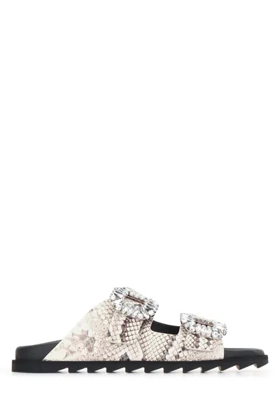 Roger Vivier Strass Buckle Slingback Pumps In Animal Print