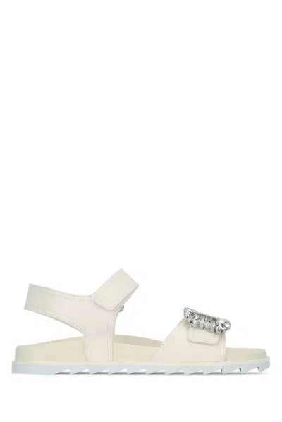 Roger Vivier Slidy Viv Strass Sandal 25 In Metallic