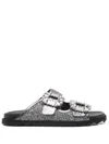 Roger Vivier Slidy Viv' Metallic Lurex Slides In Grey