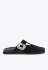 Roger Vivier Minimalist Black Flats With Rounded Toe And Low-profile Sole In Black