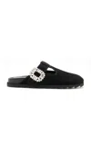 Roger Vivier Slidy Viv Suede Mules In Black