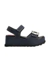 Roger Vivier Denim Strass Wedge Sandals