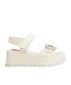 Roger Vivier Slidy Viv' Wedge Sandals In Leather In White